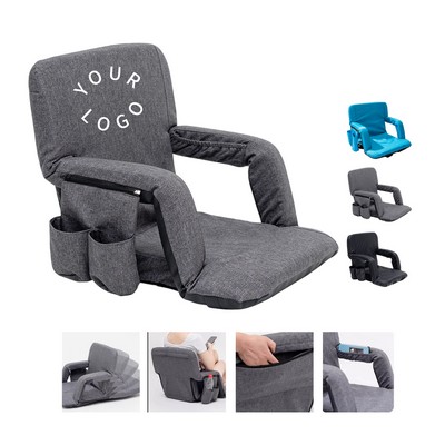 Portable Reclining Stadium Chair with Adjustable Shoulder Straps