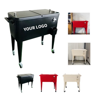 Rolling Cooler Cart 80 Quart 75 Liter With Wheels 53.76" Length X 4.84" Width X 44.37" H