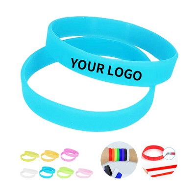 Silicone Wristband Glow In The Dark 8 x 0.5" Durable Design