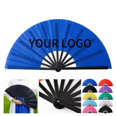 13" Polyester Folding Hand Fan With Plastic Frame
